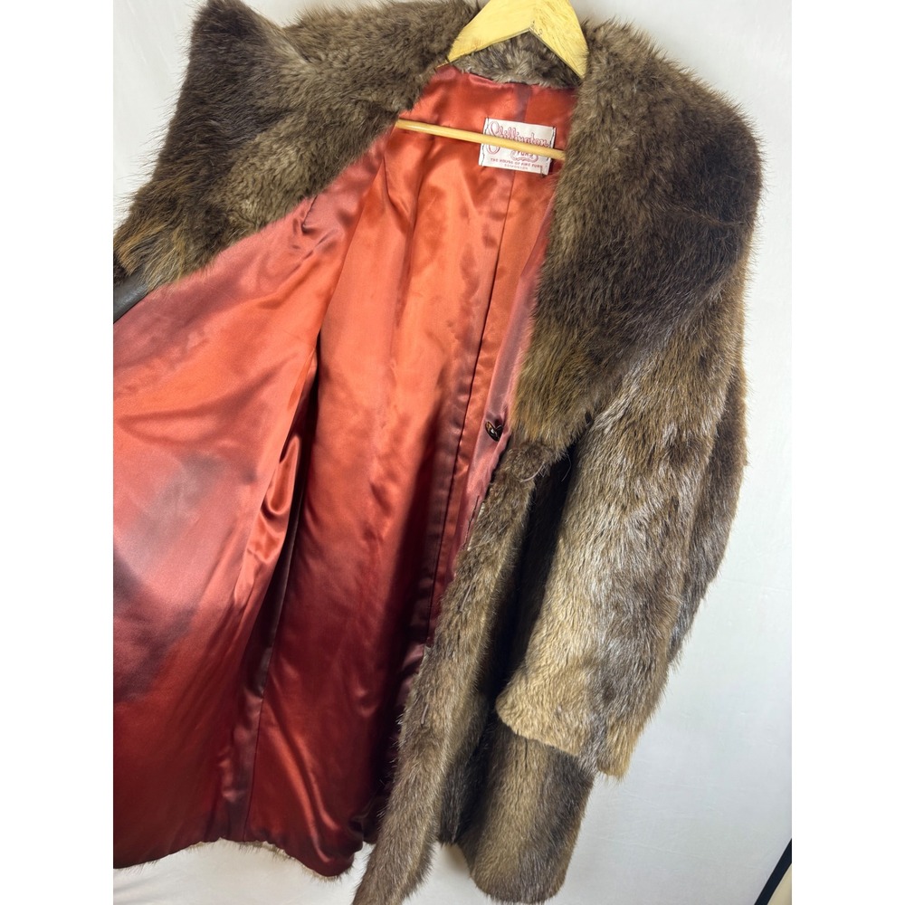 Vintage Shillington Furs Men 46 Brown Long Racoon Fur Coat Double Breasted - Picture 11 of 16